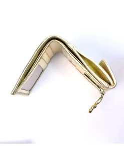 Portafoglio intrecciato metallizzato clip compatto con portamonete art 1662_wmet