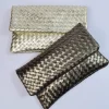 Raffinata Clutch da Donna in Pelle Intrecciata metallizzata - Eleganza Made in Italy art 11013wmet
