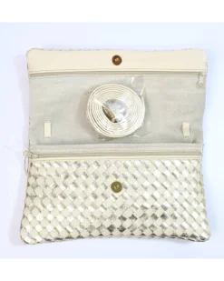 Raffinata Clutch da Donna in nappa intrecciata e metallizzata art 11013_wdmet